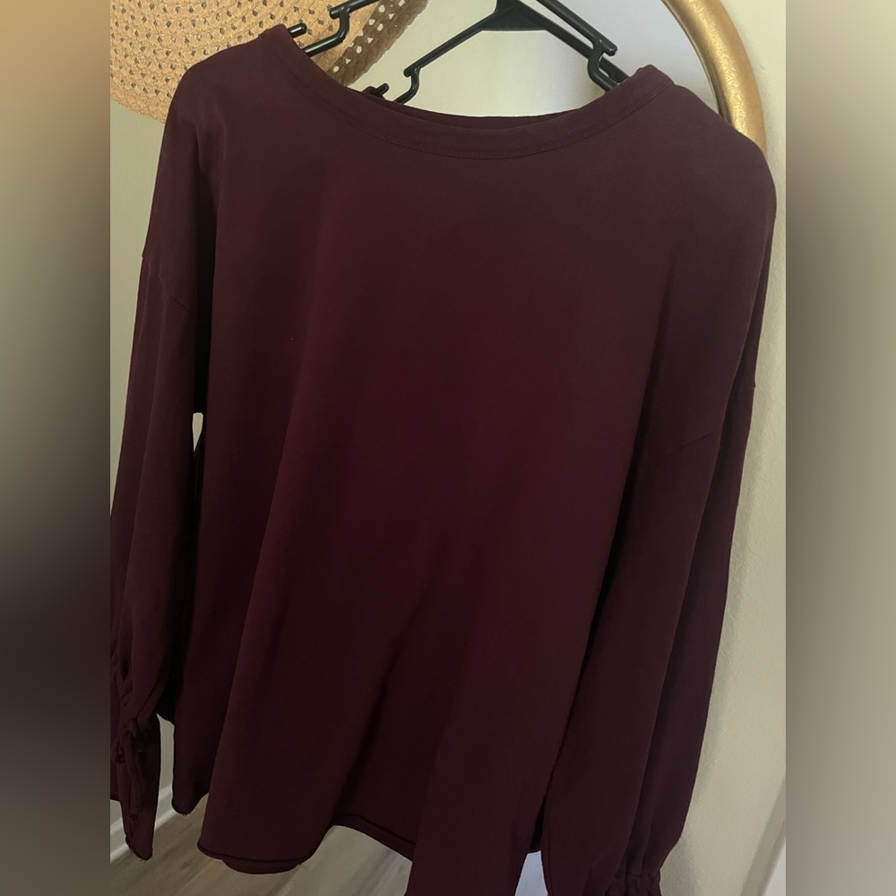 ZARA Burgundy Long Sleeve OVERSIZED Sweater Shirt - Picture 2 of 5